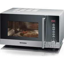 Severin Severın Mw 9722 3'ü 1 Arada Mikrodalga Fırın (800W, Izgara ve Sıcak Hava Fonksiyonlu, Döner Tabla (Ø 24,5cm) ve 2 Izgara Rafı Dahil) Gümüş/siyah