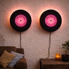 Dekor Atölye Retro Plak LED Duvar Lambası – Dekoratif Salon ve Müzik Temalı Duvar Aydınlatması 18 cm