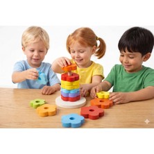 Muwody Toys Renkli Ahşap Eğitici Çiçek Kule Oyuncak