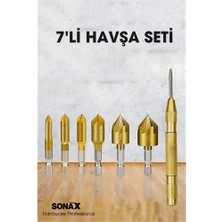 Pileli Store 7'li Hss Titanyum Kaplı Kılavuz ve Havşa Matkap Ucu Seti + Otomatik Zımba