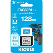 Hsc Bilişim Kioxia 128GB Exceriag2, LMEX3L128GG2, A2 V30 4k, CL10, 160MB/S, Microsd Kart Bellek (Sd Adaptörlü)