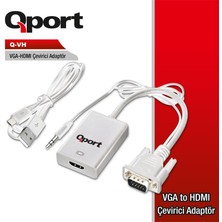 Hsc Bilişim Qport Q-Vh VGA To HDMI Dönüştürücü + Ses Kablosu (Vga+Hdmi)