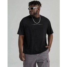 Erkek Baskılı Oversize Kısa Kol  T-Shirt - Siyah