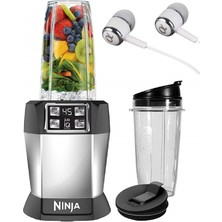 Ninja BL480 Kişisel Blender 1000-WATT Auto-Iq Base'i Smoothies, Juices And Shakes And 18, And 24OUNCE Cups/free Alphasonık Earbuds (Yenilendi)