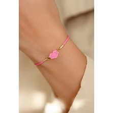Kübüşün Atölyesi KA-023 Miyuki Bileklik - Kalp Serisi - Mini Kalp - Pembe