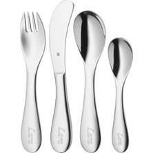 Wmf 1285816040 Çocuk Çatal Bıçak Takımı Knuddel 4 Parçalı, Cilalı - Ön Tarafta Ayrı Gravürlü Çatal Bıçak Parçaları ve