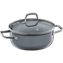 Wmf Fusiontec Essential Tencere Büyük, 20 Cm, Cam Kapak, Indüksiyonlu Kızartma Kabı, 2,4 L, Yüksek Teknoloji Seramik, Çizilmeye Karşı Dayanıklı, Kaplamasız, Gri, Almanya'da Üretilmiştir