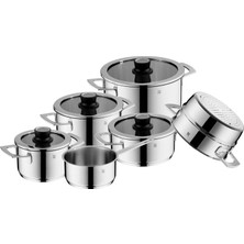 Wmf Variocuisine 6 Parçalı Indüksiyon Tencere Seti, Silence Cam Kapaklı Tencere Seti, Cromargan Cilalı Paslanmaz Çelik, Termometre, Kaplamasız Tencere Seti