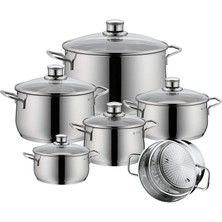 Wmf Diadem Plus Tencere Seti Indüksiyon 6 Parça, Cam Kapaklı Tencere Seti, Cromargan Cilalı Paslanmaz Çelik, Indüksiyon Tencere Seti Kaplamasız