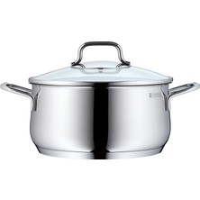Wmf Collier Tencere Büyük 24CM, Cam Kapak, Kızartma Tenceresi 4,1l, Cromargan Cilalı Paslanmaz Çelik, Kaplamasız