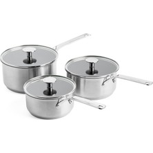 Kitchenaid Paslanmaz Çelik Pfas Içermeyen Seramik Yapışmaz 16 Cm, 18 cm ve 20 cm Kapaklı Tencere Seti, Kaplamalı, Indüksiyon, Fırın Güvenli, Gümüş