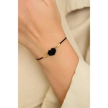 Kübüşün Atölyesi KA-023 Miyuki Bileklik - Kalp Serisi - Mini Kalp - Siyah