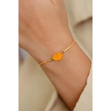 Kübüşün Atölyesi KA-023 Miyuki Bileklik - Kalp Serisi - Mini Kalp - Turuncu