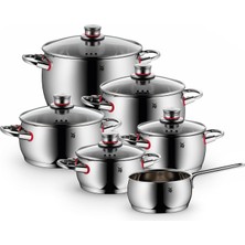 Wmf Kalite Tek Tencere Seti Indüksiyon 6 Parça, Cam Kapaklı Tencere Seti, Cromargan Cilalı Paslanmaz Çelik, Indüksiyon Tencere Seti Kaplamasız, Buhar Açmalı