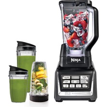 Ninja BL642 Nutri Ninja Kişisel & Countertop Blender 1200W Auto-Iq Base, 72 Oz. Sahaer ve 18, 24 ve 32 Oz.to-Go Cups With Spout Lids, For Smoothies, Shakes & More, Dishwasher Safe, Black