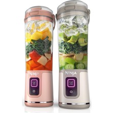 Ninja BC155PS Blast Two-Pack Portable Blender, Cordless, 18OZ. Gemi, Kişisel Blender - Shakes & Smoothies, Faraday Free, Leakproof-Lid & Sip Spout, Isıtma, Dishwasher Güvenli Bölümler, Peach & Stone