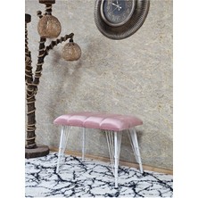 Sevinç Mobilya Metal Beyaz Tel Ayaklı 60 cm Puf Bench - Puf - Bench - Oturak - Mutfak Oturağı - Antre Oturağı