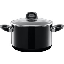 WMF Silit Modesto Tencere Büyük 24CM, Cam Kapak, Et Tenceresi Indüksiyon 6,4l, Silargan Fonksiyonel Seramik, Siyah