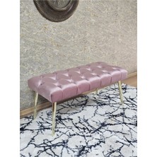 Sevinç Mobilya Gold Kaplama Sivriltme Ayaklı 90 cm Puf Bench - Puf - Bench - Kasalı Oturak - Oturak - Yatak Ucu Puf