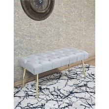 Sevinç Mobilya Gold Kaplama Sivriltme Ayaklı 90 cm Puf Bench - Puf - Bench - Kasalı Oturak - Oturak - Yatak Ucu Puf