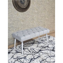 Sevinç Mobilya Beyaz Boyalı Sivriltme Ayaklı 90 cm Puf Bench - Puf - Bench - Kasalı Oturak - Oturak - Yatak Ucu Puf