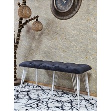 Sevinç Mobilya Metal Beyaz Tel Ayaklı 100 cm Puf Bench - Puf - Bench - Oturak - Mutfak Oturağı - Antre Oturağı