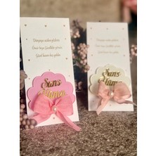 Altın İz Gıda Kişiye Özel Kartlı Istiridye Bebek Magneti - Gold Pleksi Isimli 10'lu Set Kız Bebek Hediyeliği