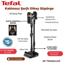 Tefal  Flex Bataryalı Kablosuz Şarjlı Dikey Süpürge Siyah Bakır + Dijital Mutfak Tartısı Hediye