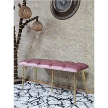Sevinç Mobilya Metal Gold Tel Ayaklı 100 cm Puf Bench - Puf - Bench - Oturak - Mutfak Oturağı - Antre Oturağı