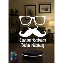 Eymi Design Kişiye Özel Isimli Canım Babam 3D LED Gece Lambası - 16 Renk Kumandalı Babaya Doğum Günü
