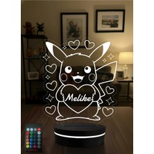 Eymi Design Pikachu Tasarımlı Kişiye Özel - Sevgiliye & Arkadaşa Hediye - 16 Renk Kumandalı