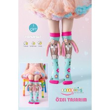 Color Socks 1 Çift Tavşan Peluş Kulaklı Kız Çocuk Çorap (Topuksuz)