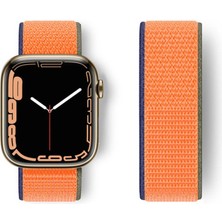 Esranın Dünyası Apple Watch 38MM Hasırlı Cırtcırtlı Kordon (Saat Değildir) - Lacivert-Turuncu