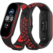 Esranın Dünyası Xiaomi Mi Band 6 Spor Delikli Kordon (Saat Değildir) - Siyah-Kırmızı
