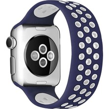 Esranın Dünyası Apple Watch 42MM Ayarlı Delikli Silikon Kordon (Saat Değildir) - Lacivert-Beyaz