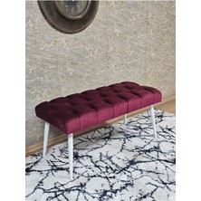 Sevinç Mobilya Beyaz Boyalı Sivriltme Ayaklı 90 cm Puf Bench - Puf - Bench - Kasalı Oturak - Oturak - Yatak Ucu Puf