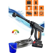 Taşınabilir Akülü Basınçlı Araç Araba Yıkama Makinesi 48V Çift Batarya Köpük Hazneli Tabanca