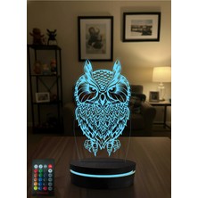 Eymi Design Sevgiliye Özel Hediye 3 Boyutlu Baykuş Lamba - Rgb Renk Değiştiren Ofis Lambası