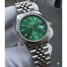 Zeyra Çelik Kordon Erkek Kol Saati Detajust Rolex Model -Quartz Mekanizma Su Yeşili Kadran