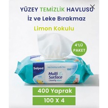 Selped Yüzey Temizlik Havlusu - Limon Kokulu Çok Amaçlı Pratik Yüzey Temizlik Havlusu 4'lü Set - 100*4