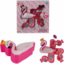 Popüler Sepet Flamingo Şekilli 3 Katlı Makyaj Güzellik Seti