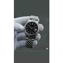 Zeyron Çelik Kordon Erkek Kol Saati Siyah Kadran Rolex Model Quartz Mekanizması