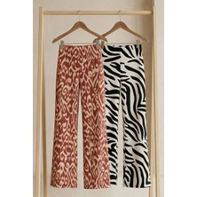 Cotenconcept 2 Adet Rahat Kalıp Yüksek Bel Bol Paça Viskon Karışım Kadın Pantolon