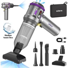 TeknoKapsül Ezere 17000PA Güçlü Dijital Göstergeli Vakumlu Kablosuz Üflemeli Mini Araç SÜPÜRGESI-(5775)