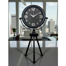TeknoKapsül Siyah Zarif Üç Ayaklı Masa Saati