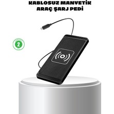TeknoKapsül Manyetik Kablosuz Şarj Pedi 15W Hızlı Şarj Kaymaz Silikon Qi Destekli