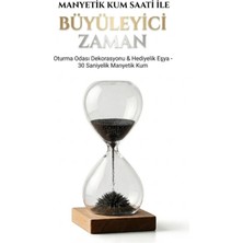 TeknoKapsül Manyetik Kum Saati Mıknatıslı Ahşap Standlı Dekoratif Masaüstü Hediyelik Süs Eşyası (14 Cm)