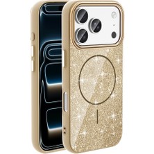 Apple iPhone 17 Pro Kılıf M-Safe Şarj Özellikli Parlayan Simli Zore Okso Kapak