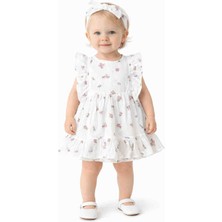 Lolons Kız Bebek Çiçek Desenli Elbise ve Bandana Takımı