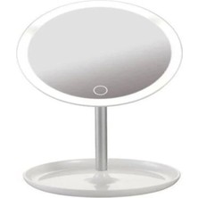 TeknoKapsül Dokunmatik LED Işıklı USB Li Yuvarlak Masa Üstü Makyaj Aynası Makyaj Aynası Ledli